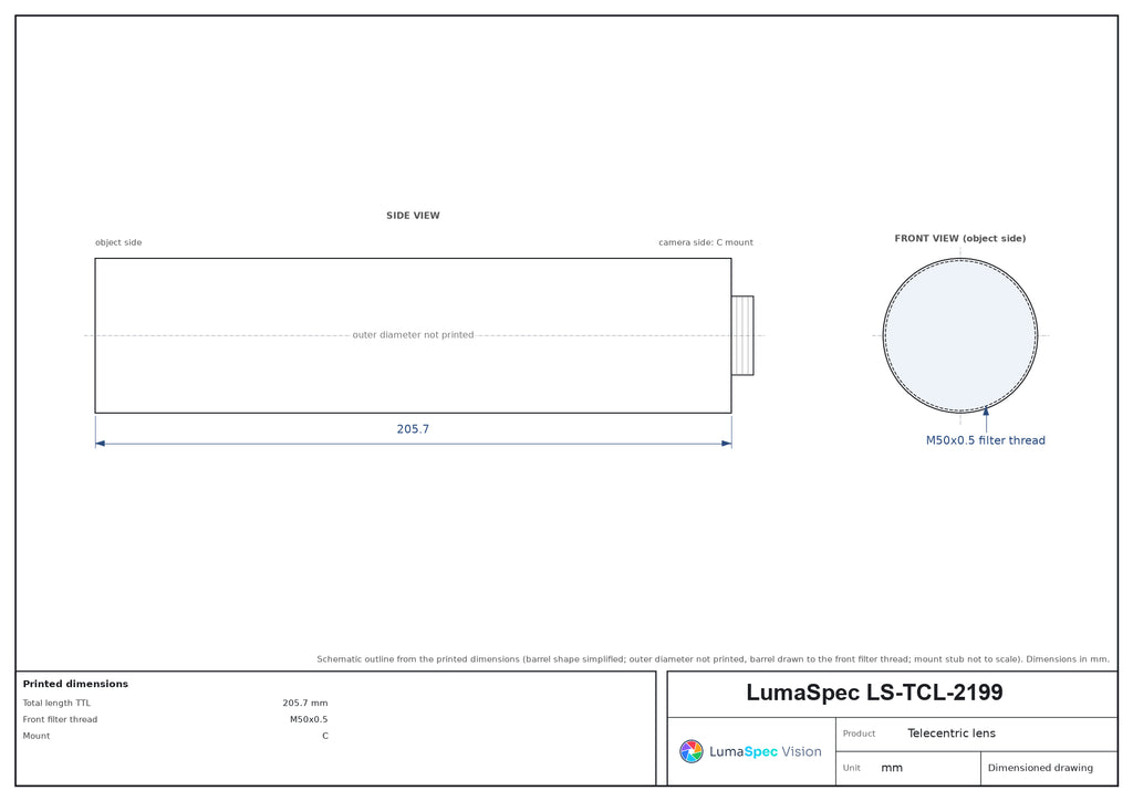 LS-TCL-2199 dimensions (mm)