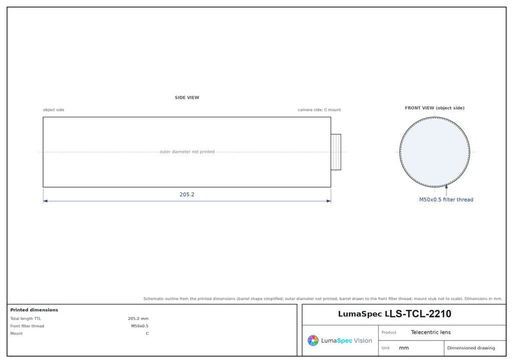 LS-TCL-2210 dimensions (mm)