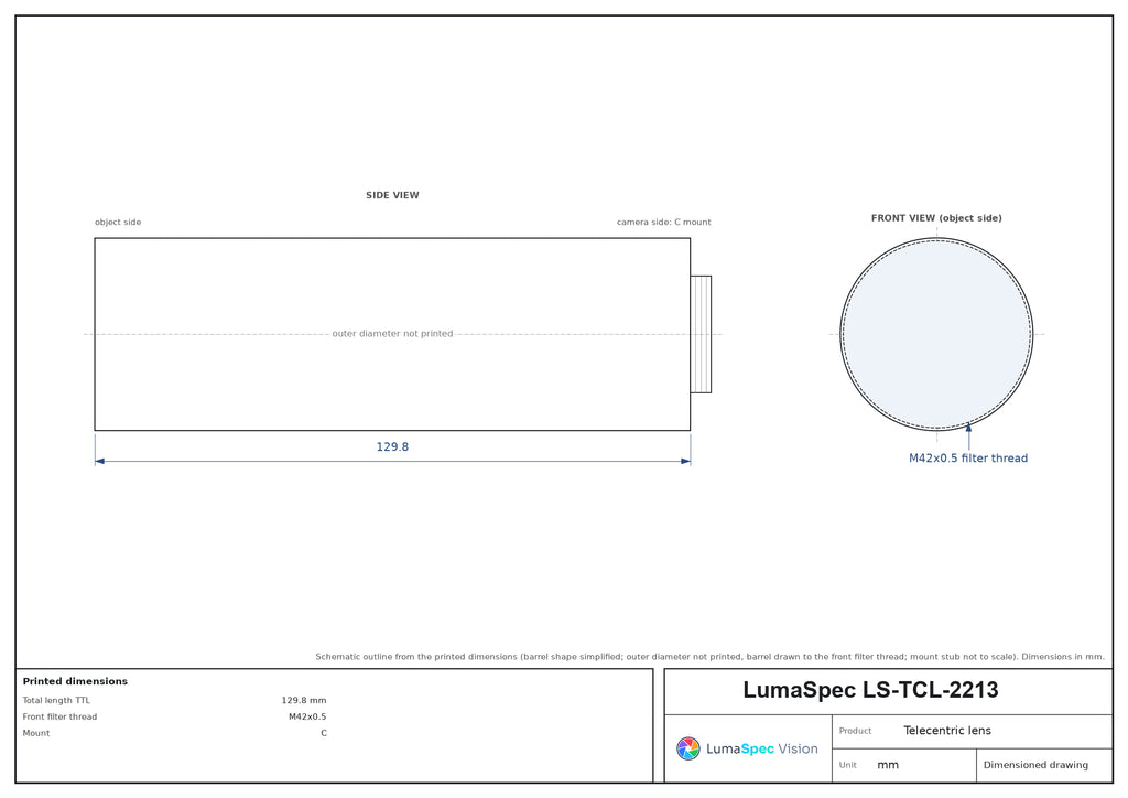 LS-TCL-2213 dimensions (mm)