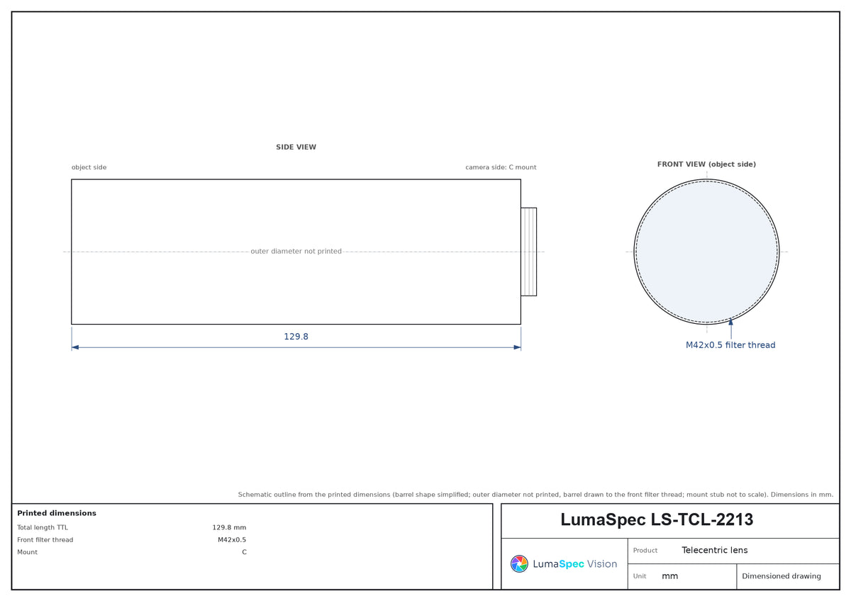 LS-TCL-2213 dimensions (mm)