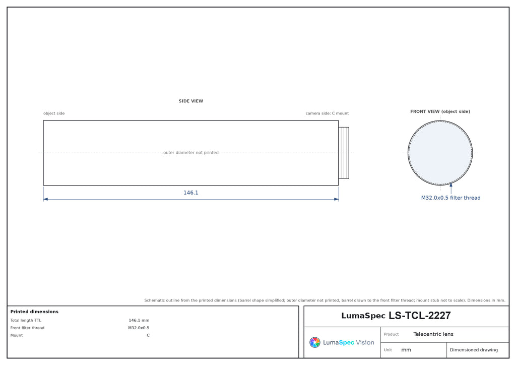 LS-TCL-2227 dimensions (mm)