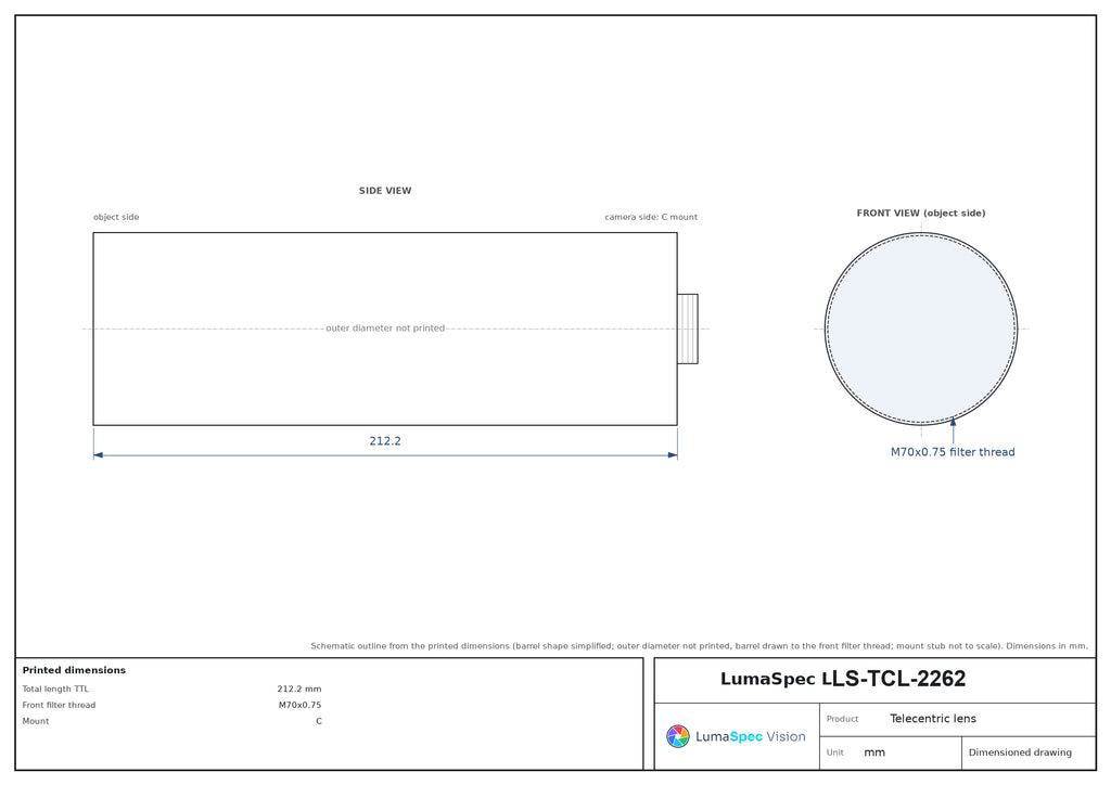 LS-TCL-2262 dimensions (mm)