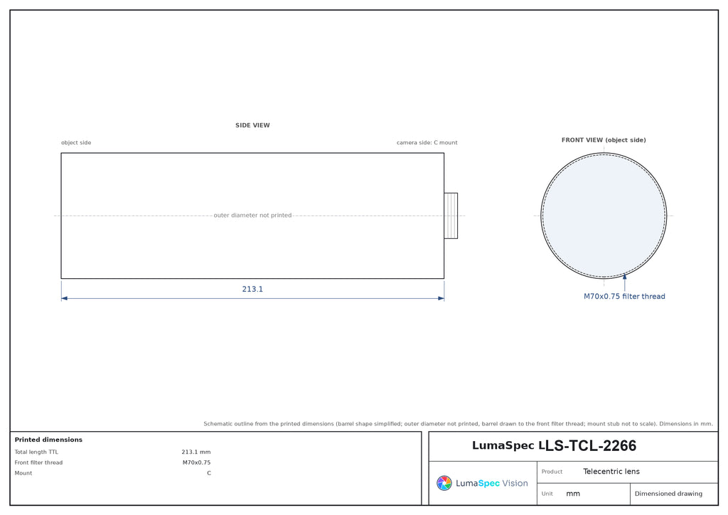 LS-TCL-2266 dimensions (mm)