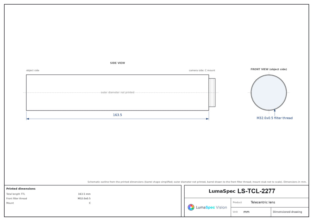 LS-TCL-2277 dimensions (mm)