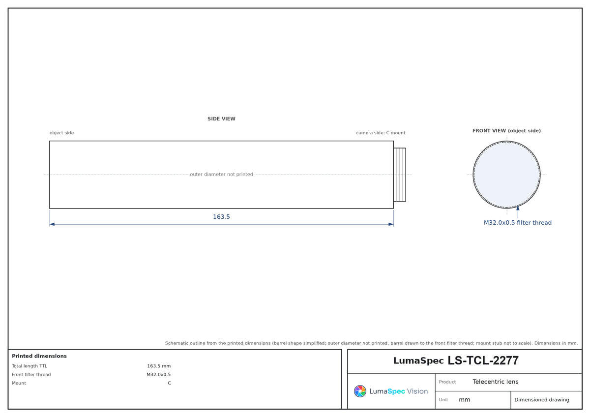 LS-TCL-2277 dimensions (mm)