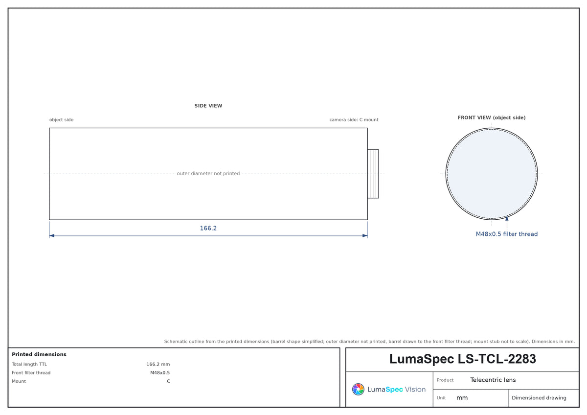 LS-TCL-2283 dimensions (mm)