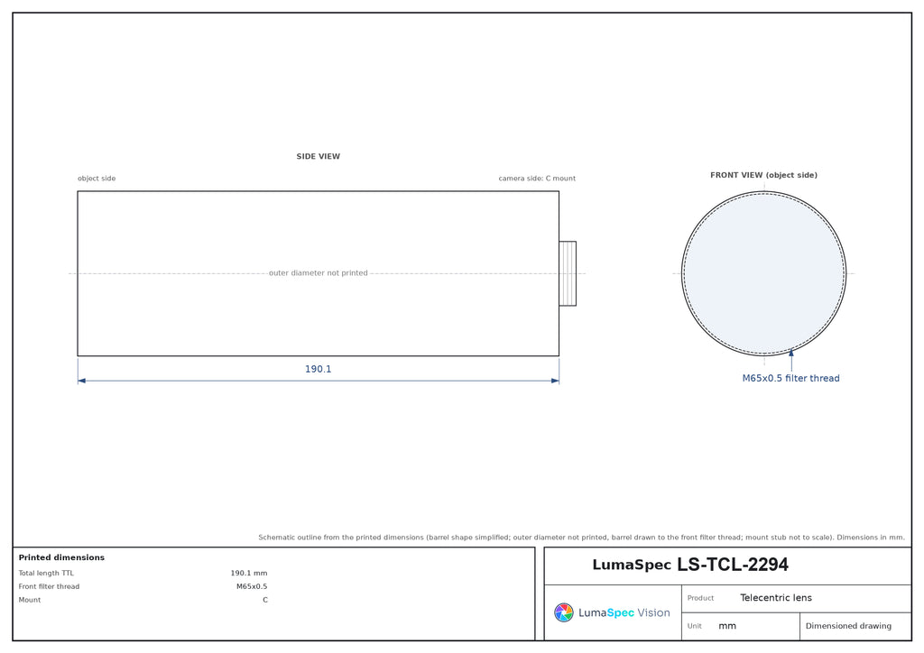 LS-TCL-2294 dimensions (mm)