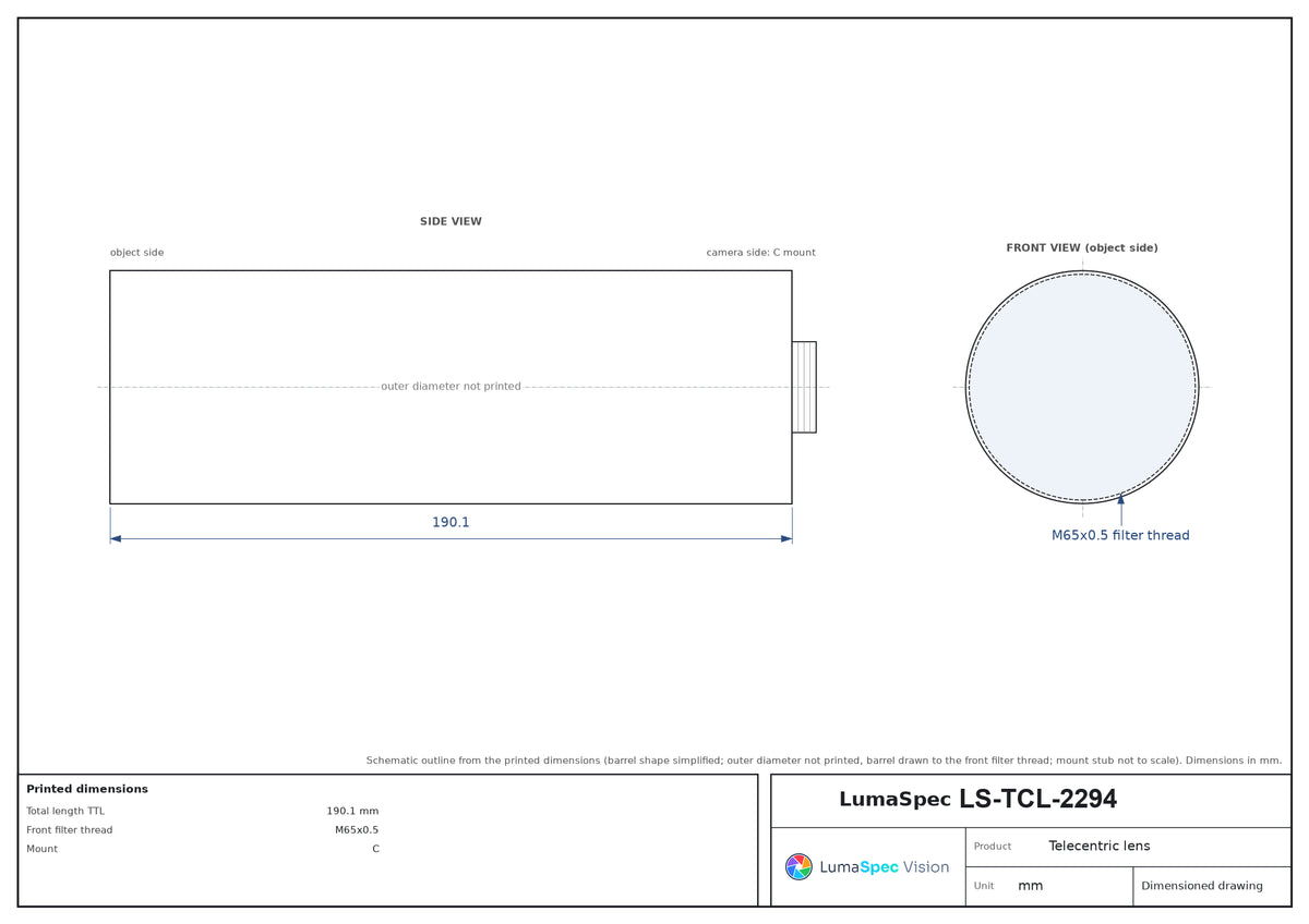 LS-TCL-2294 dimensions (mm)