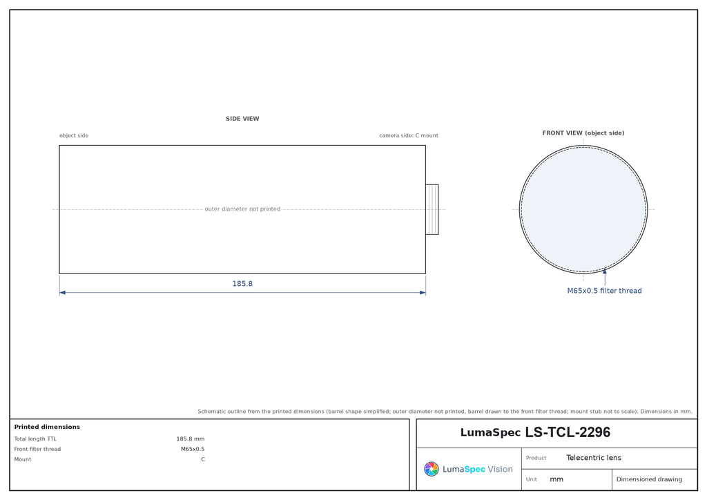LS-TCL-2296 dimensions (mm)