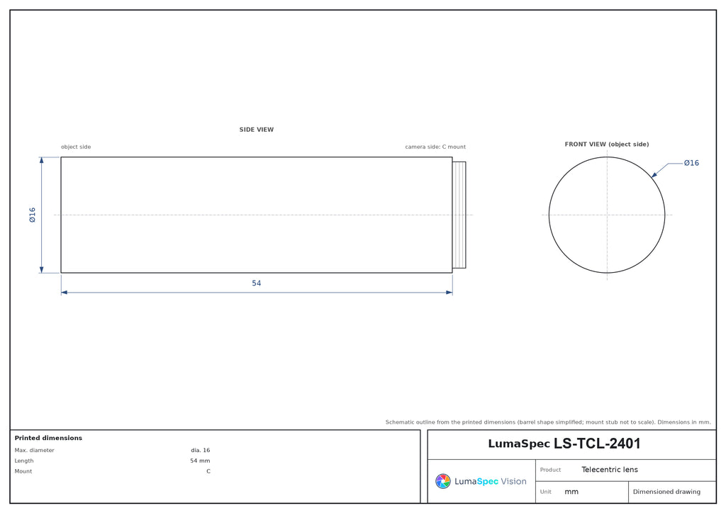 LS-TCL-2401 dimensions (mm)