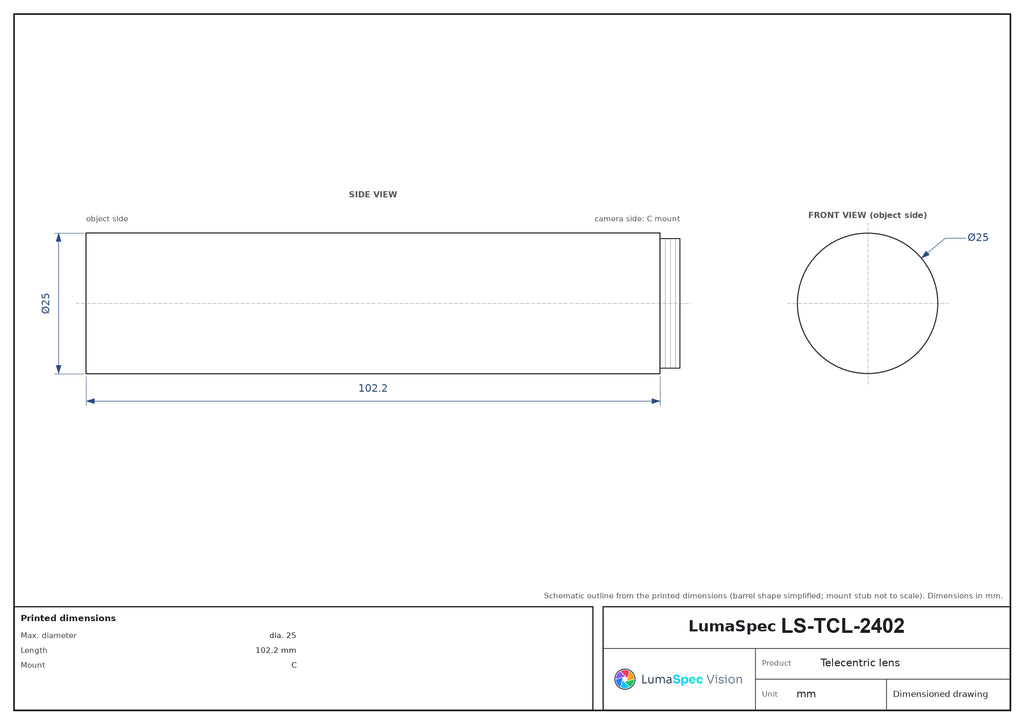 LS-TCL-2402 dimensions (mm)