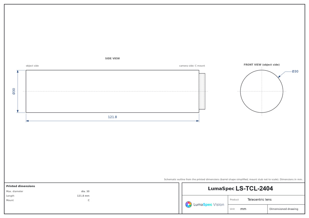 LS-TCL-2404 dimensions (mm)
