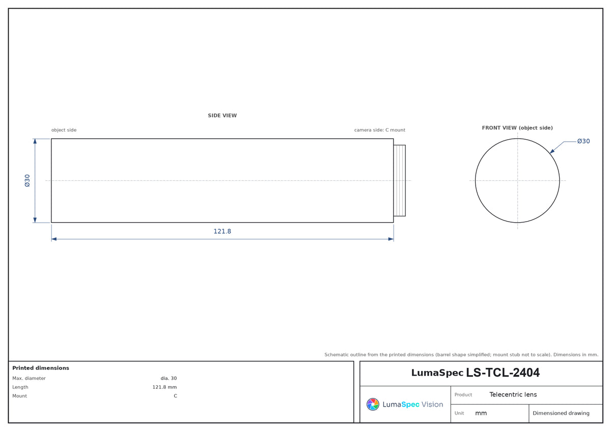 LS-TCL-2404 dimensions (mm)