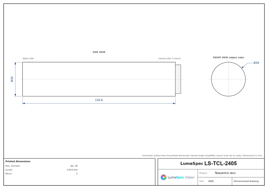 LS-TCL-2405 dimensions (mm)