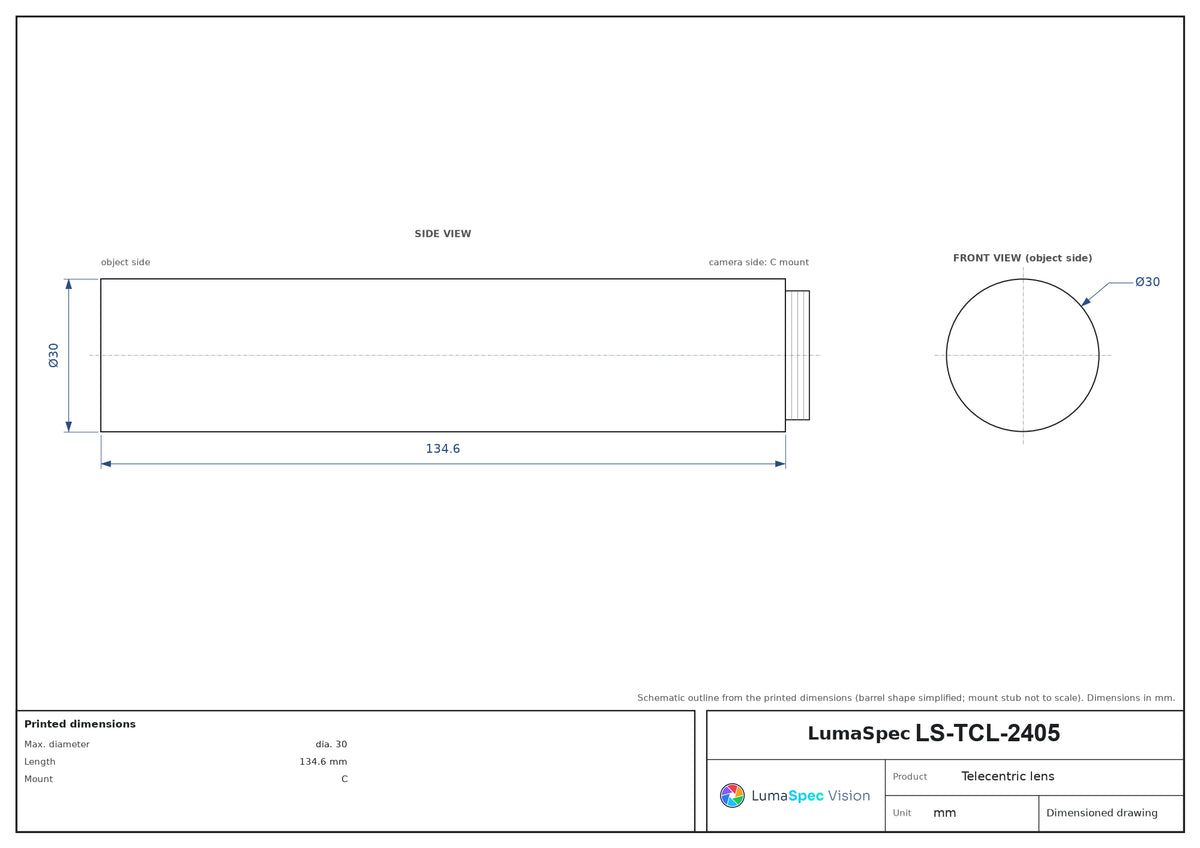 LS-TCL-2405 dimensions (mm)