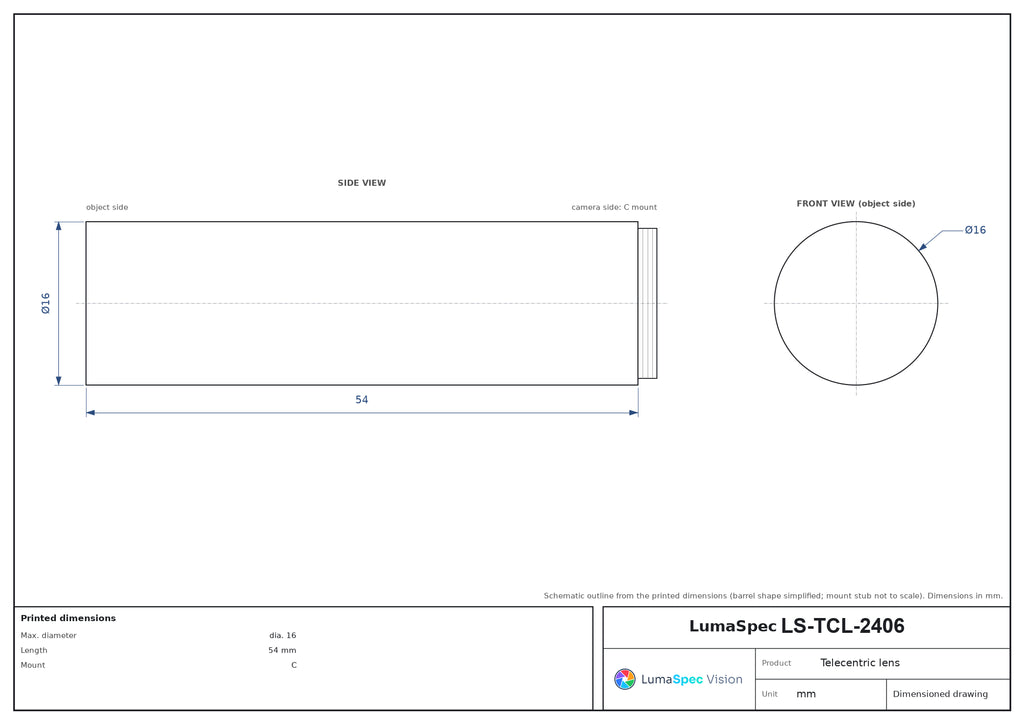 LS-TCL-2406 dimensions (mm)
