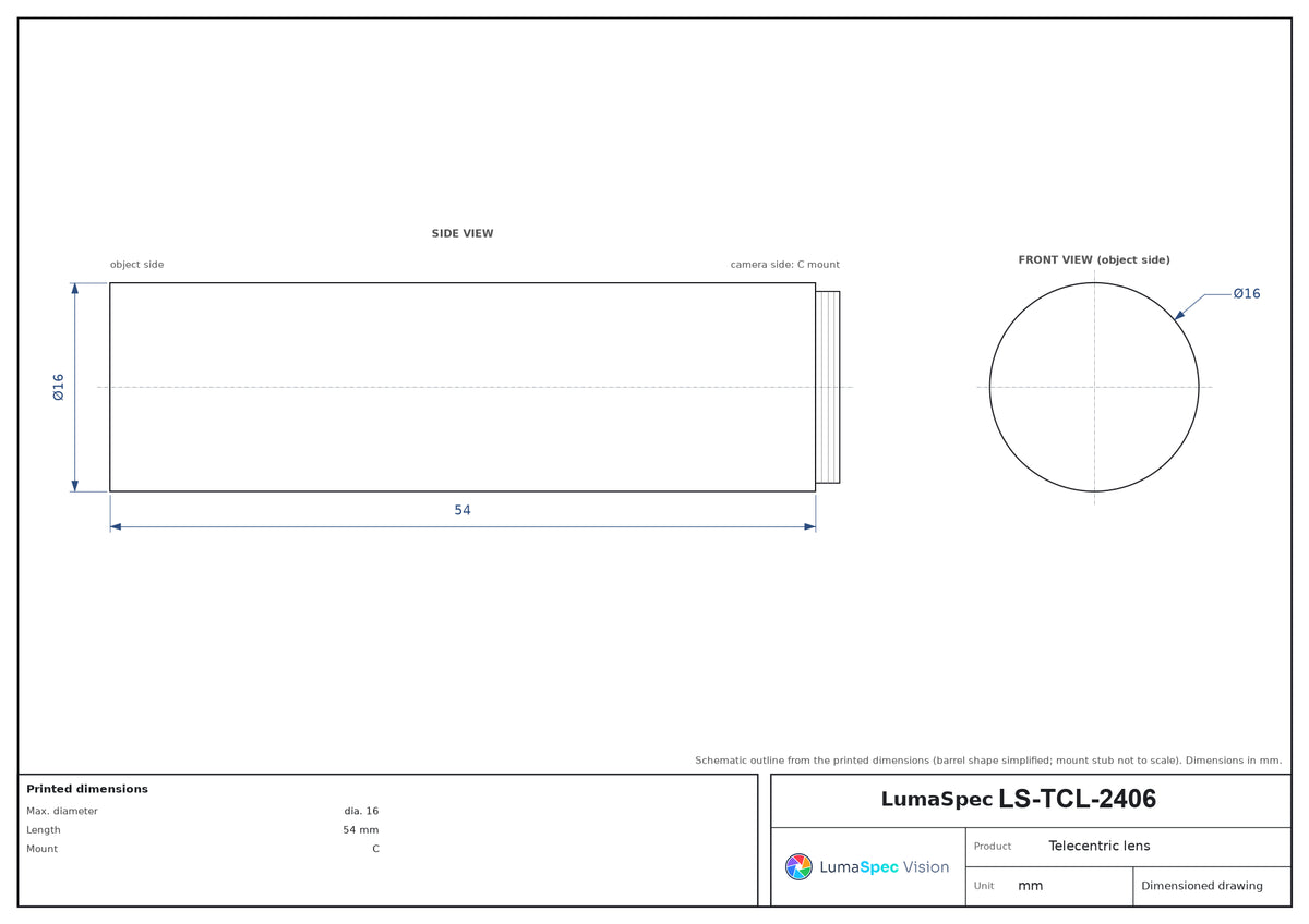 LS-TCL-2406 dimensions (mm)