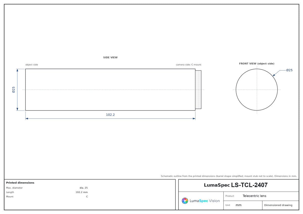 LS-TCL-2407 dimensions (mm)
