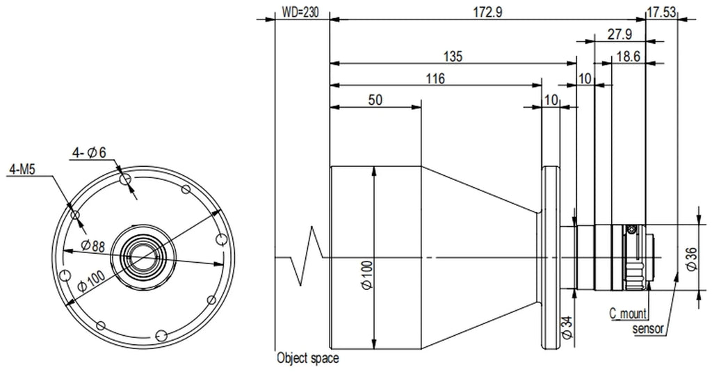 LS-TCL-2528 dimensions (mm)