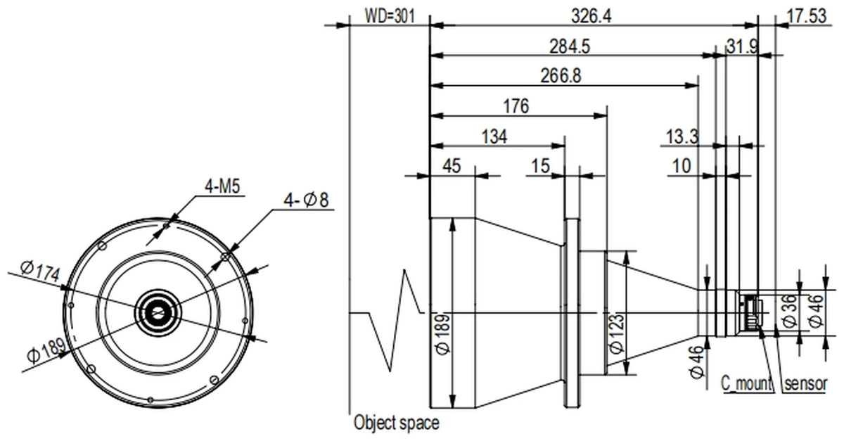 LS-TCL-2533 dimensions (mm)
