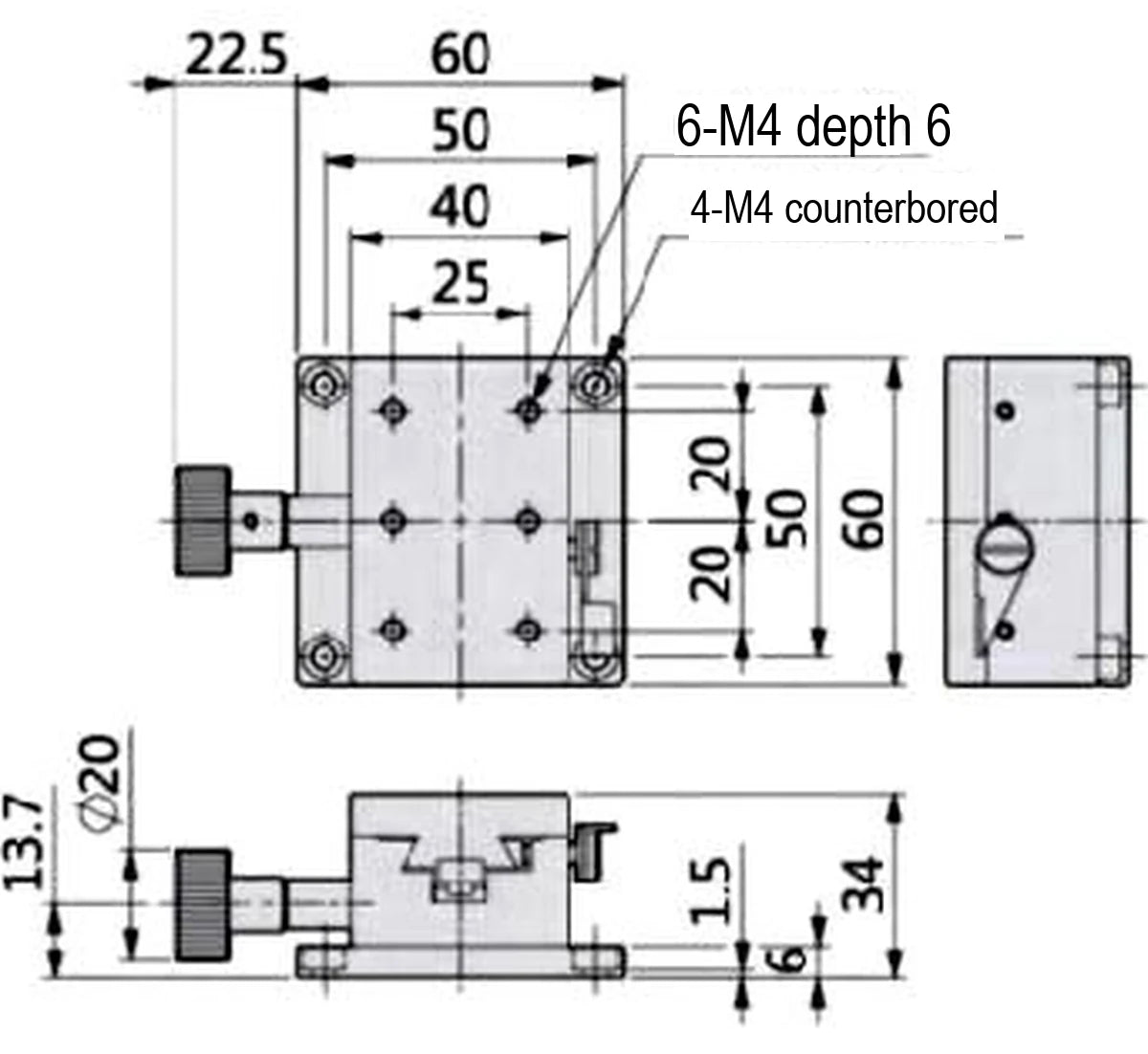 LS-X4060 dimensions (mm)