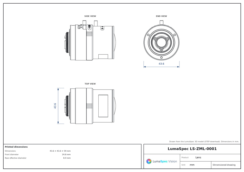 LS-ZML-0001 dimensions (mm)