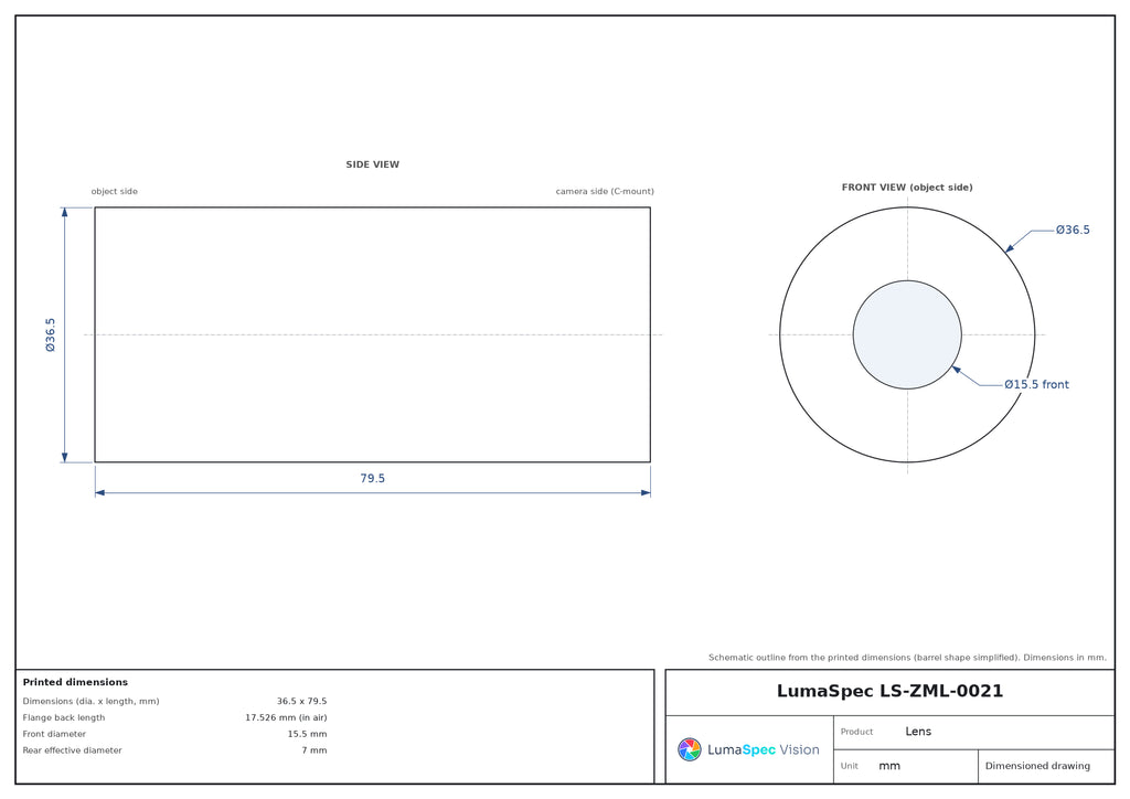 LS-ZML-0021 dimensions (mm)