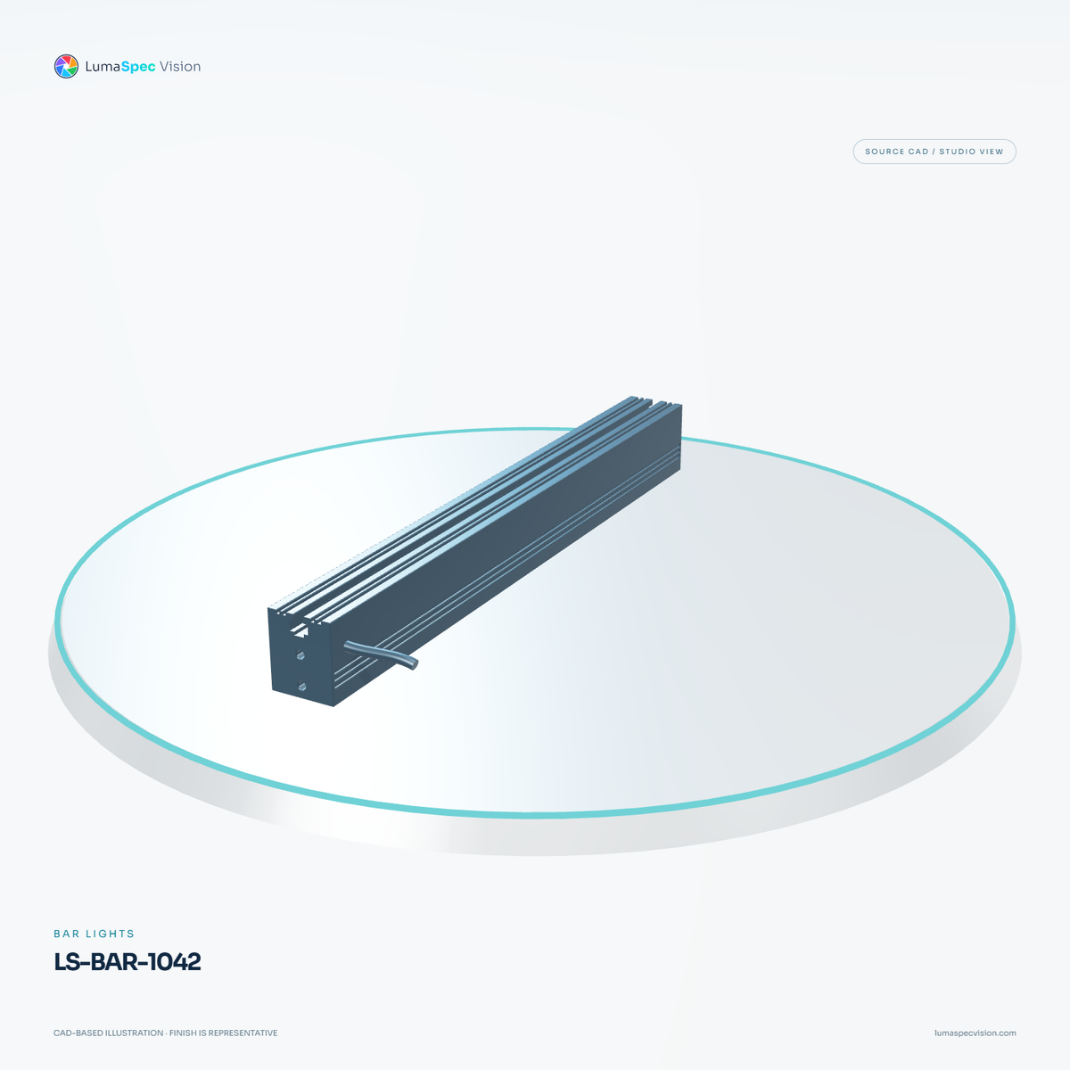 LS-BAR-1042 — Bar lights, 3D view 2. CAD-based illustration; finish is representative.