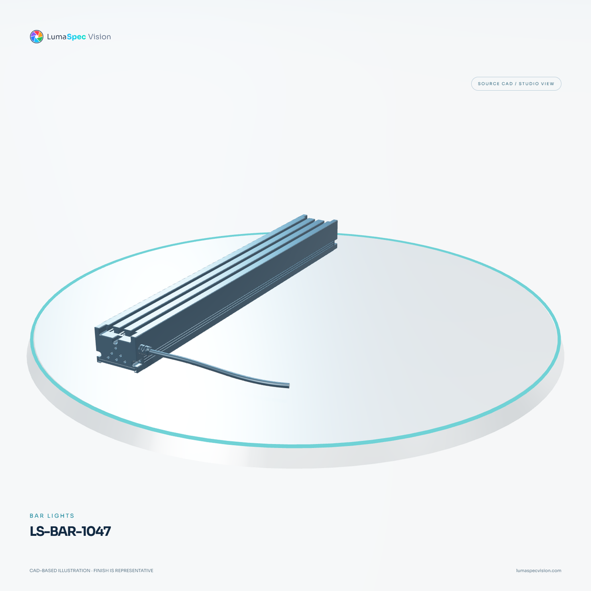 LS-BAR-1047 — Bar lights, 3D view 2. CAD-based illustration; finish is representative.