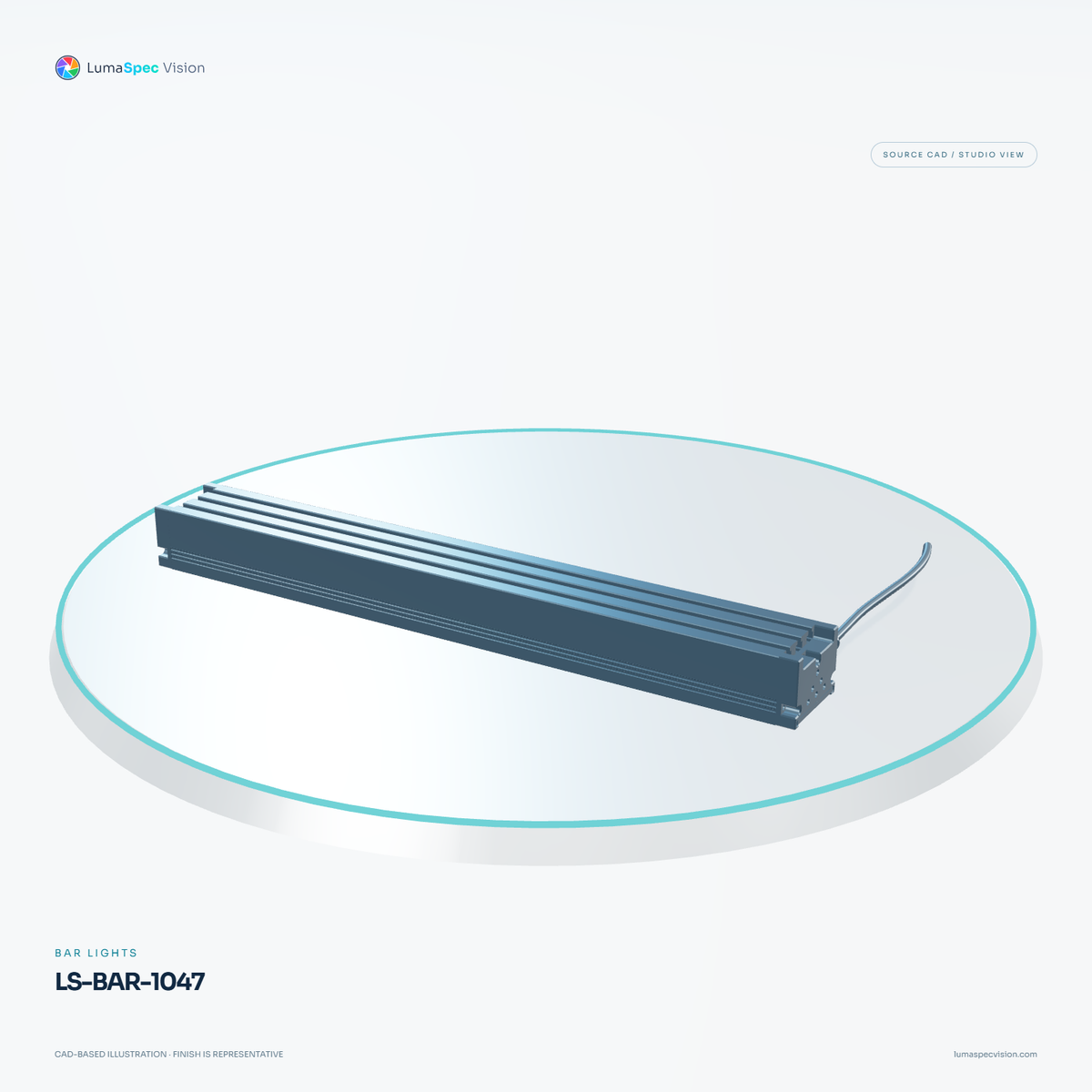 LS-BAR-1047 — Bar lights, 3D view 3. CAD-based illustration; finish is representative.