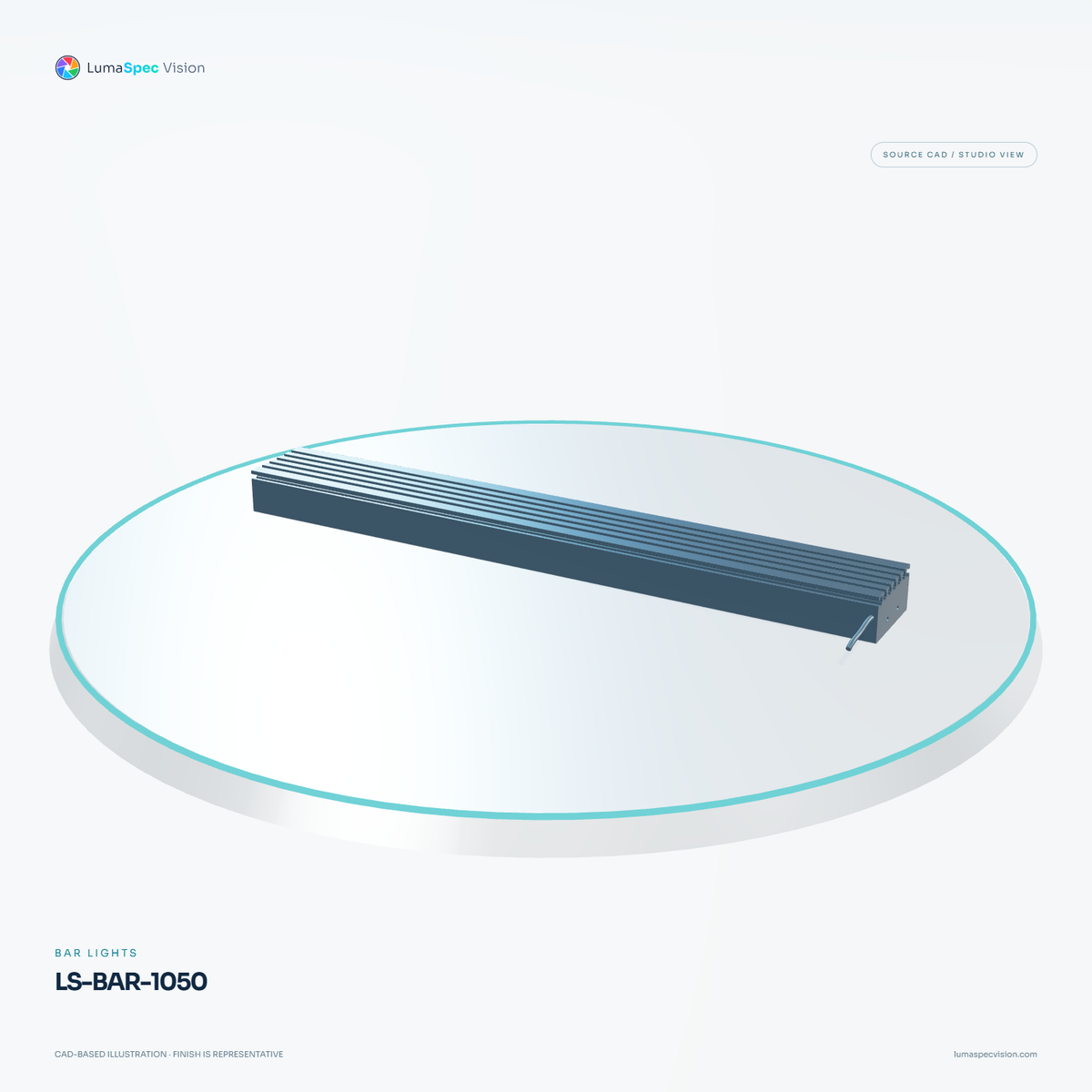 LS-BAR-1050 — Bar lights, 3D view 1. CAD-based illustration; finish is representative.