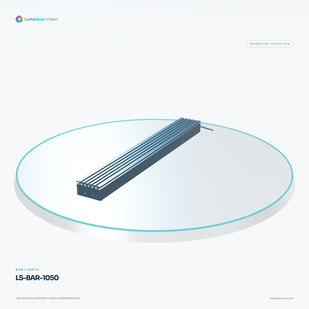 LS-BAR-1050 — Bar lights, 3D view 2. CAD-based illustration; finish is representative.