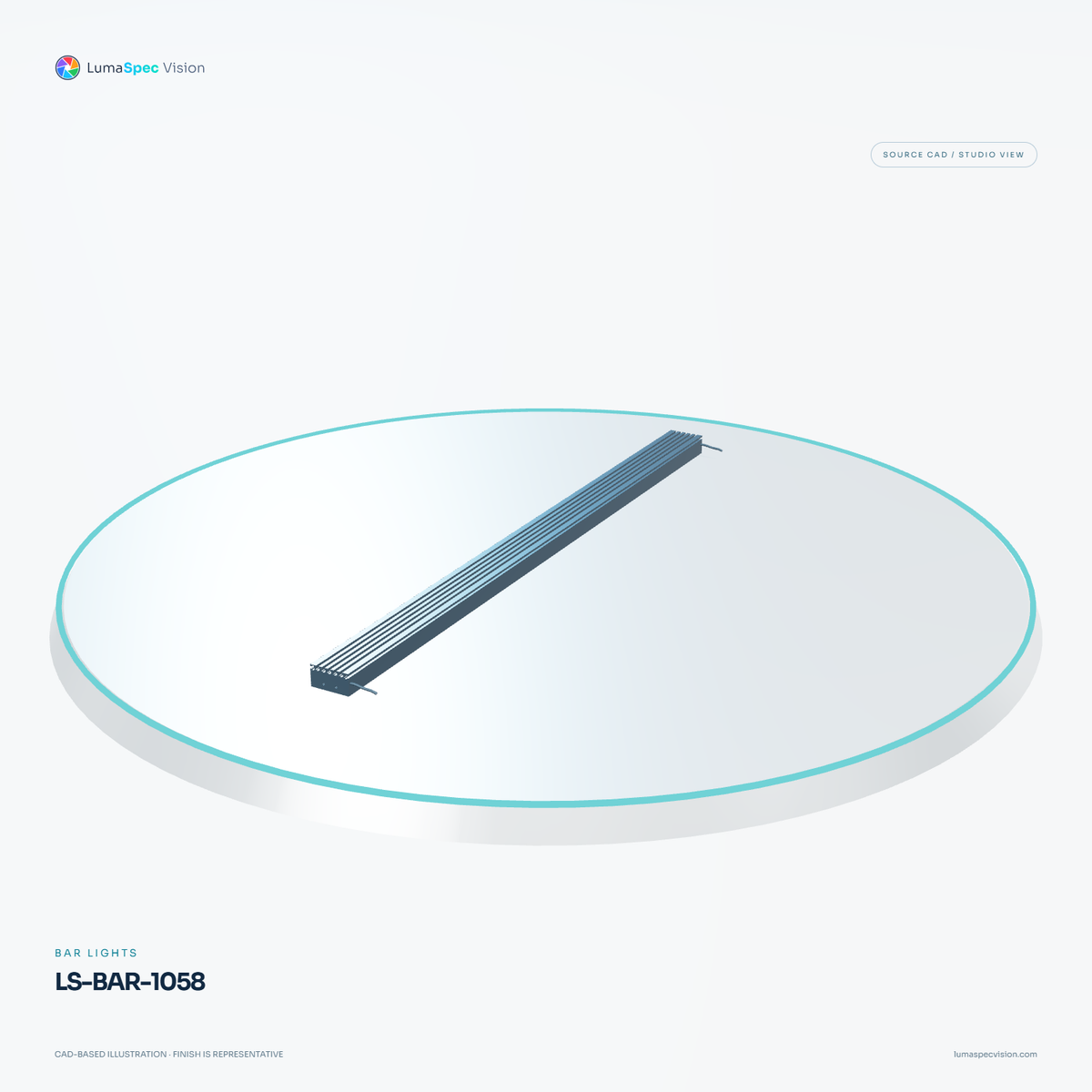 LS-BAR-1058 — Bar lights, 3D view 2. CAD-based illustration; finish is representative.