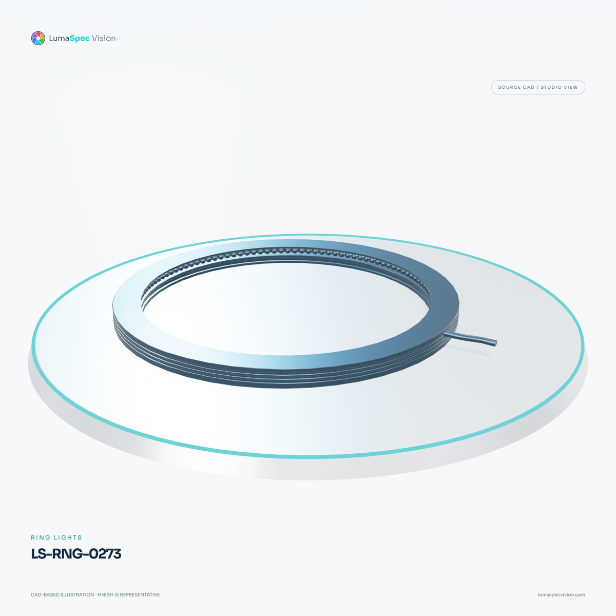 LS-RNG-0273 — Ring lights, 3D view 2. CAD-based illustration; finish is representative.