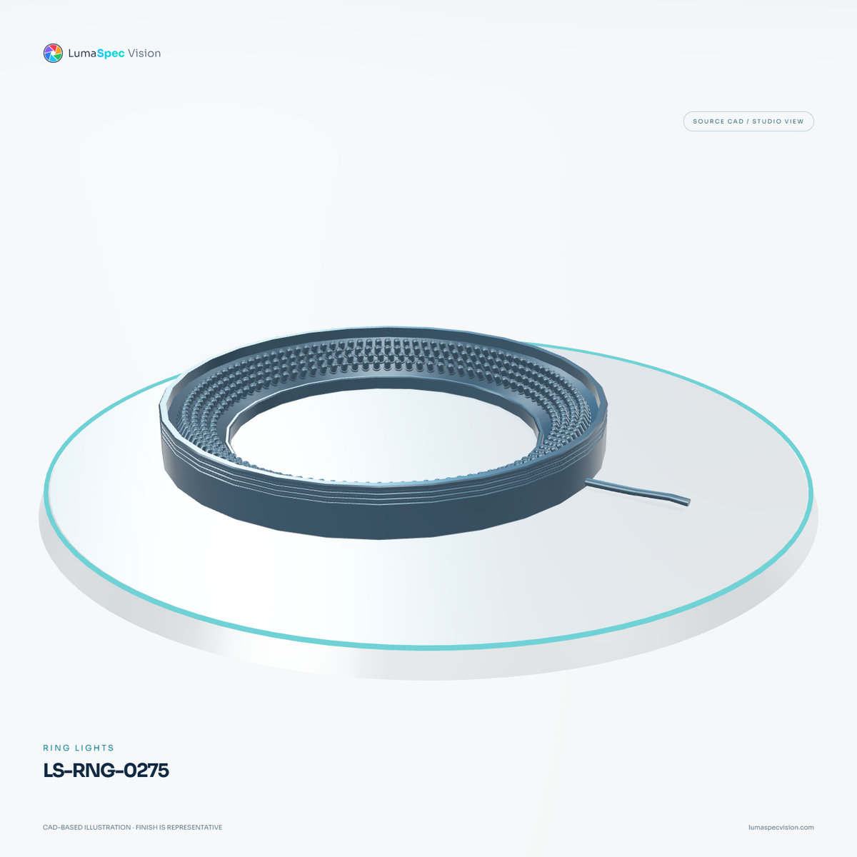 LS-RNG-0275 — Ring lights, 3D view 2. CAD-based illustration; finish is representative.