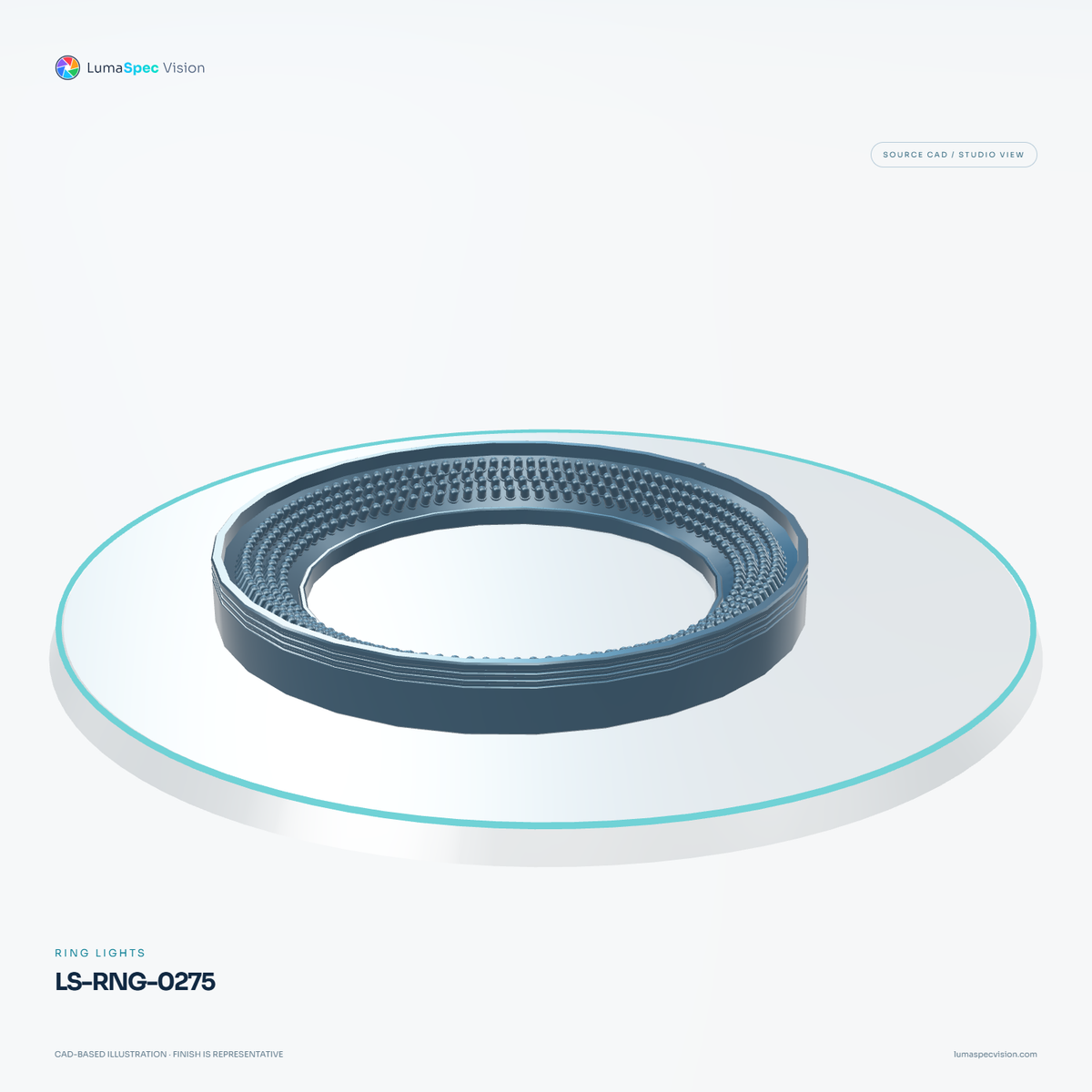 LS-RNG-0275 — Ring lights, 3D view 3. CAD-based illustration; finish is representative.