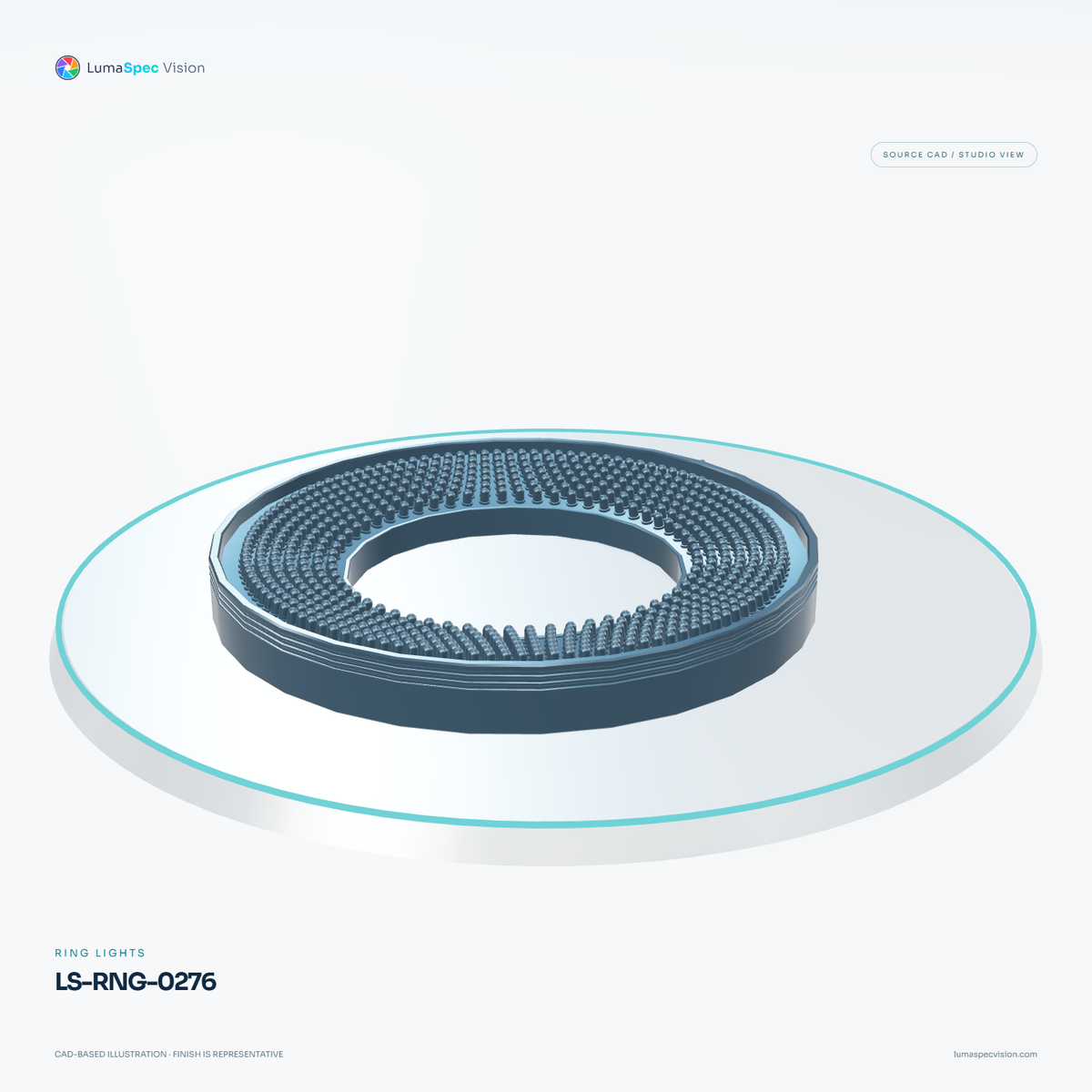 LS-RNG-0276 — Ring lights, 3D view 3. CAD-based illustration; finish is representative.