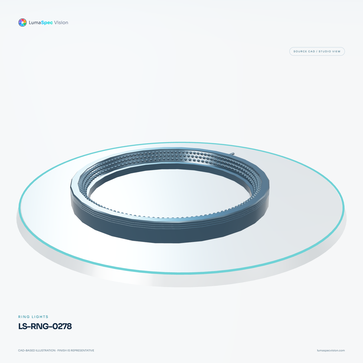 LS-RNG-0278 — Ring lights, 3D view 3. CAD-based illustration; finish is representative.