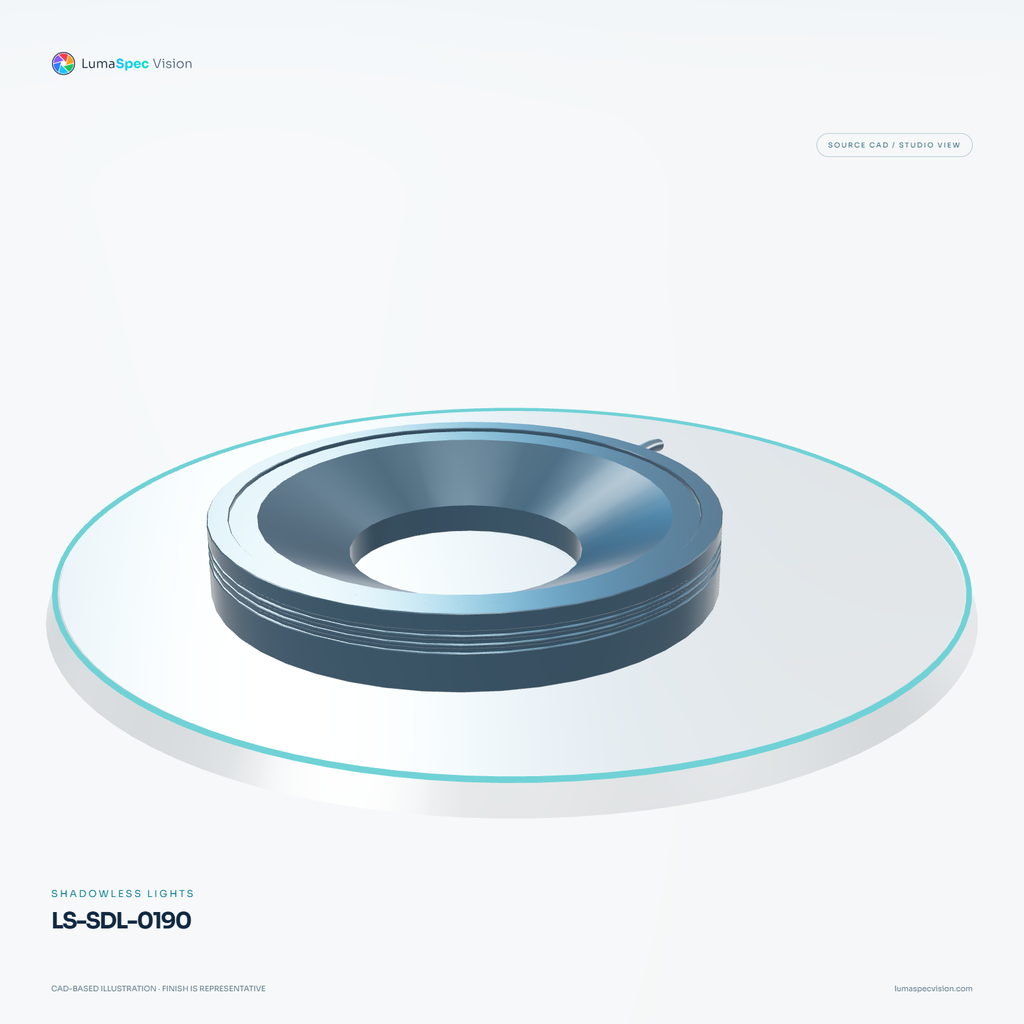 LS-SDL-0190 — Shadowless lights, 3D view 3. CAD-based illustration; finish is representative.