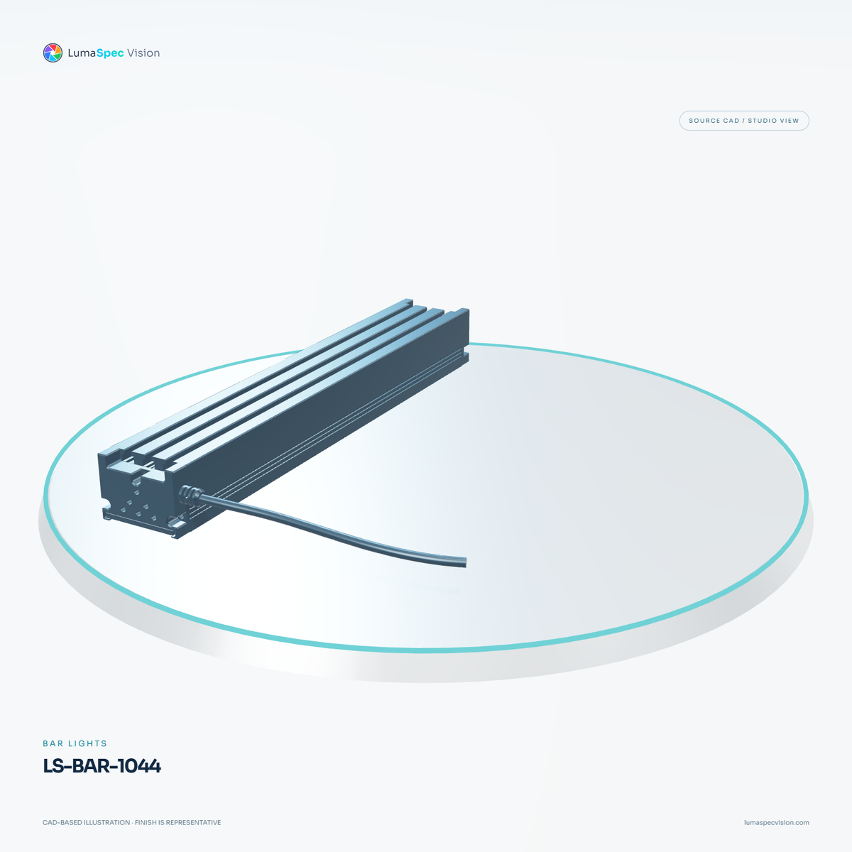 LS-BAR-1044 — Bar lights, 3D view 2. CAD-based illustration; finish is representative.