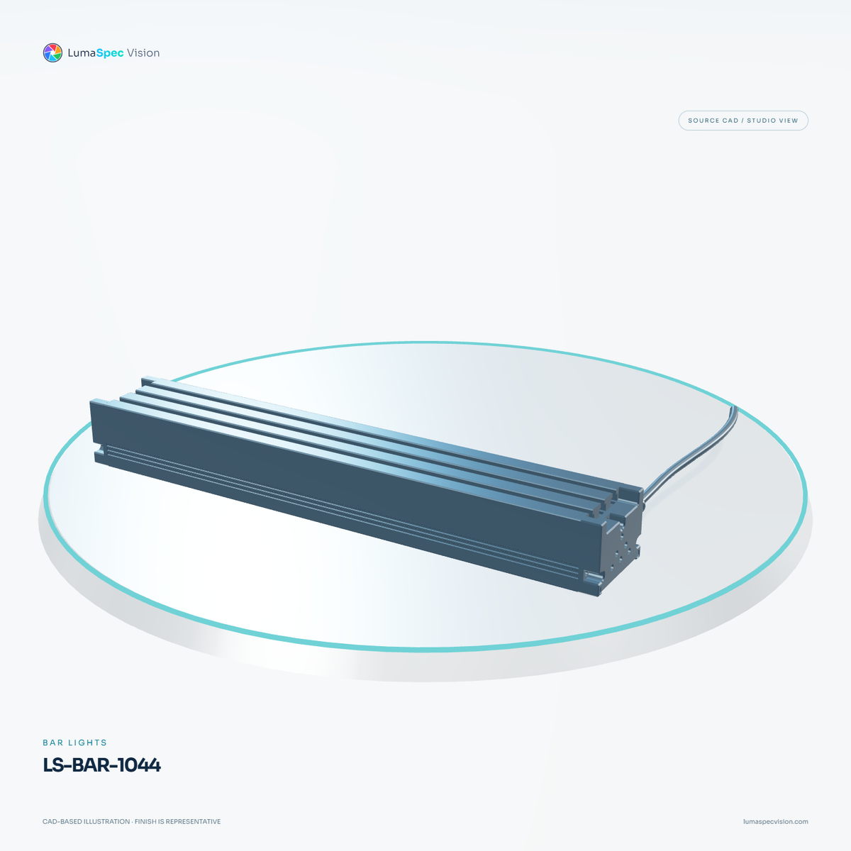 LS-BAR-1044 — Bar lights, 3D view 3. CAD-based illustration; finish is representative.