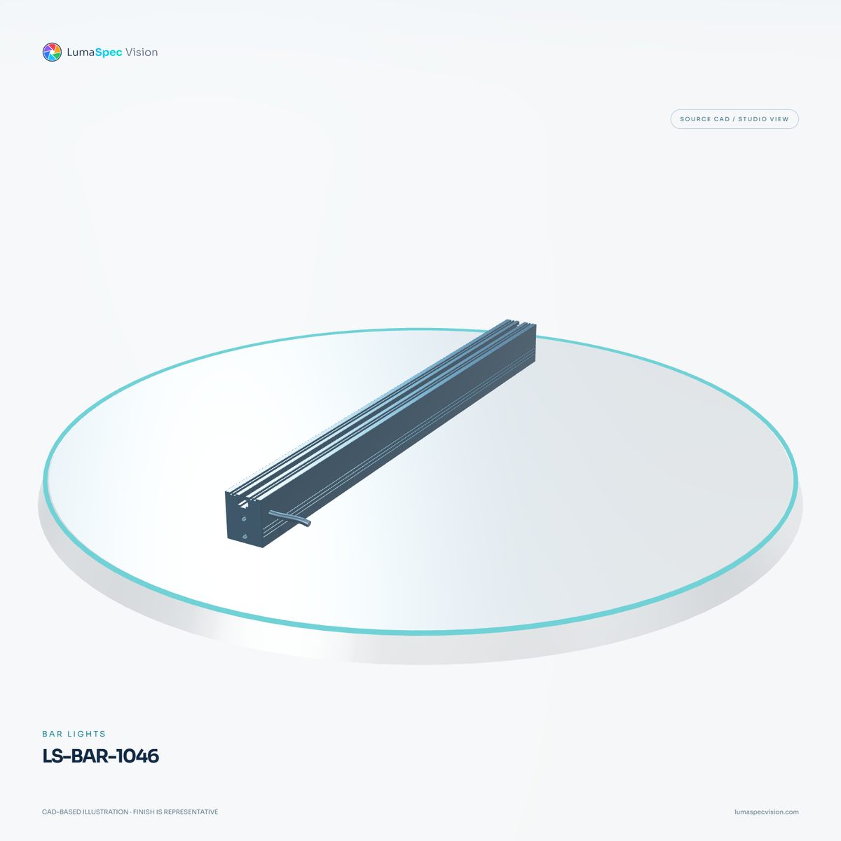 LS-BAR-1046 — Bar lights, 3D view 2. CAD-based illustration; finish is representative.