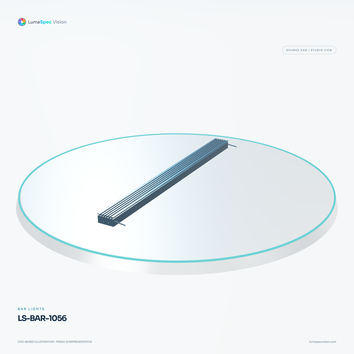 LS-BAR-1056 — Bar lights, 3D view 2. CAD-based illustration; finish is representative.