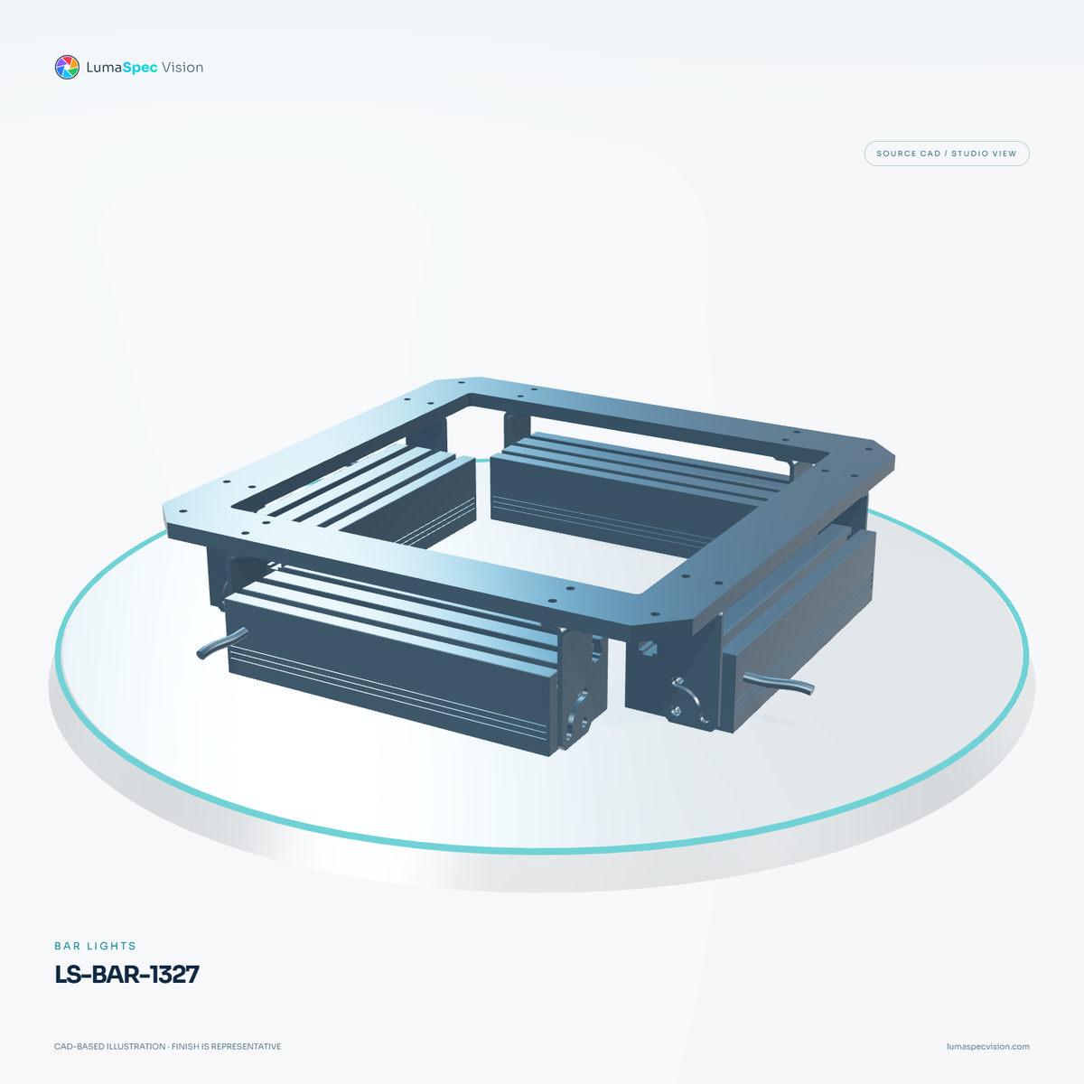 LS-BAR-1327 — Bar lights, 3D view 2. CAD-based illustration; finish is representative.