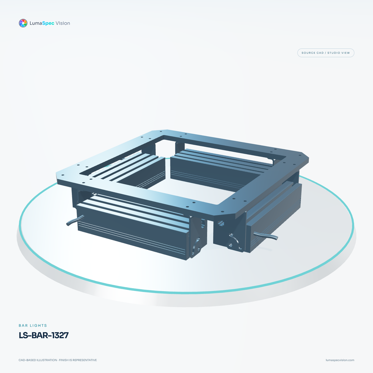 LS-BAR-1327 — Bar lights, 3D view 3. CAD-based illustration; finish is representative.
