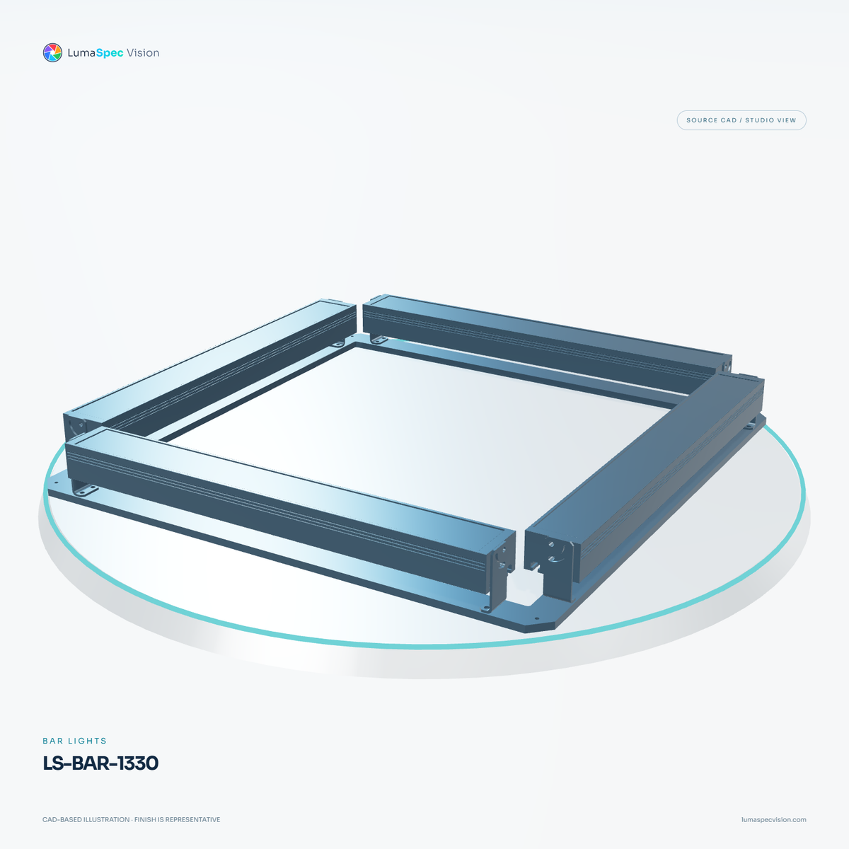 LS-BAR-1330 — Bar lights, 3D view 3. CAD-based illustration; finish is representative.