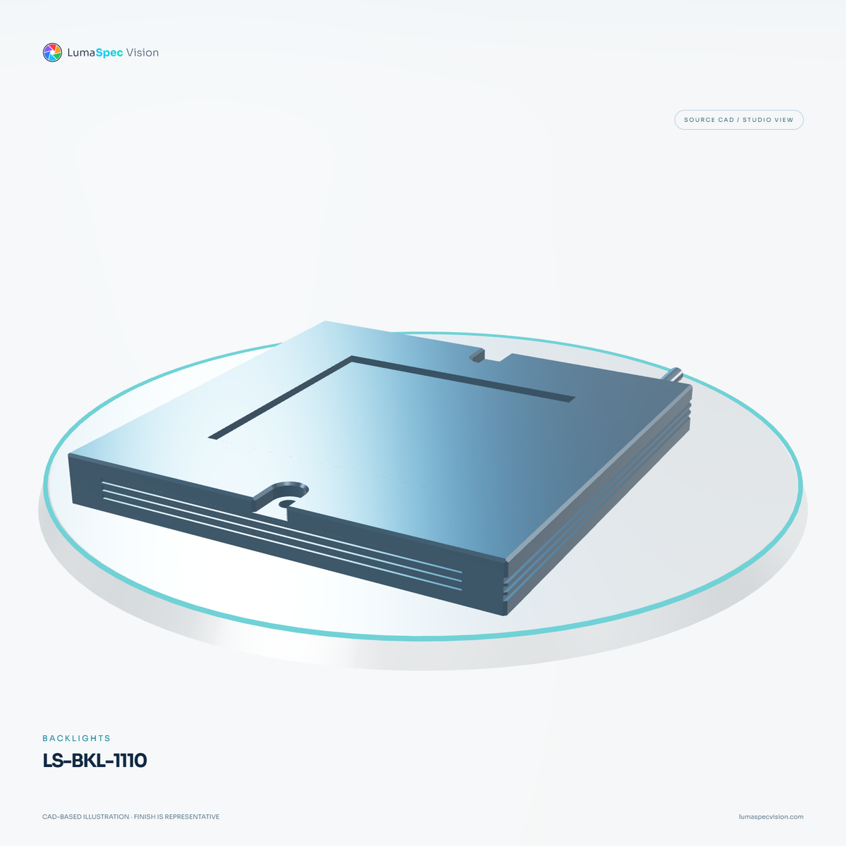 LS-BKL-1110 — Backlights, 3D view 1. CAD-based illustration; finish is representative.