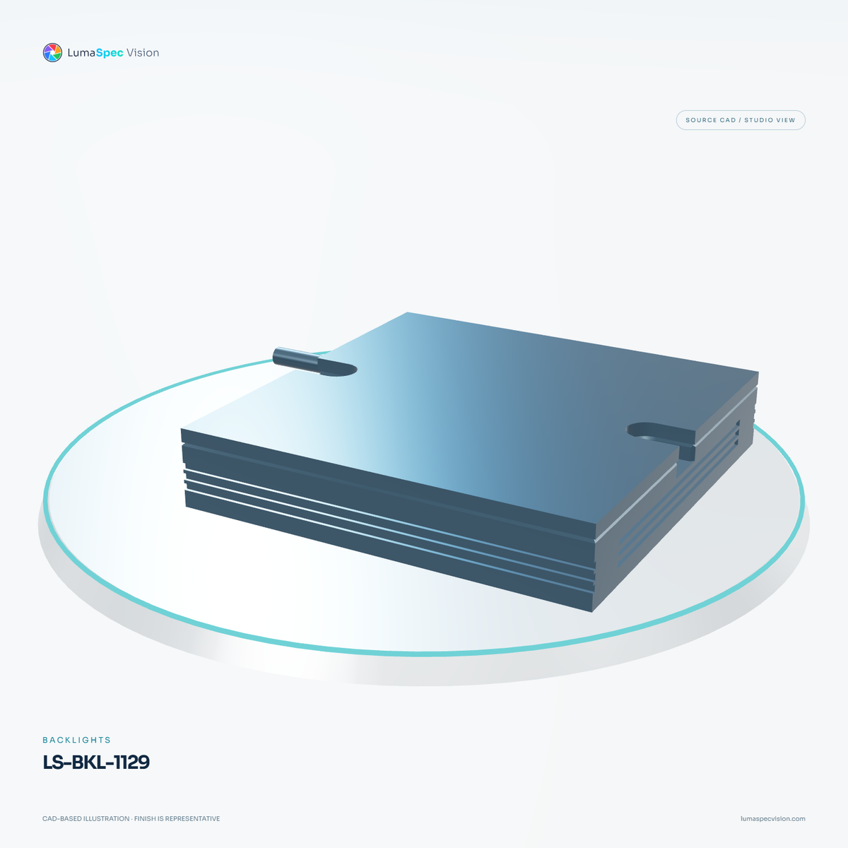 LS-BKL-1129 — Backlights, 3D view 2. CAD-based illustration; finish is representative.