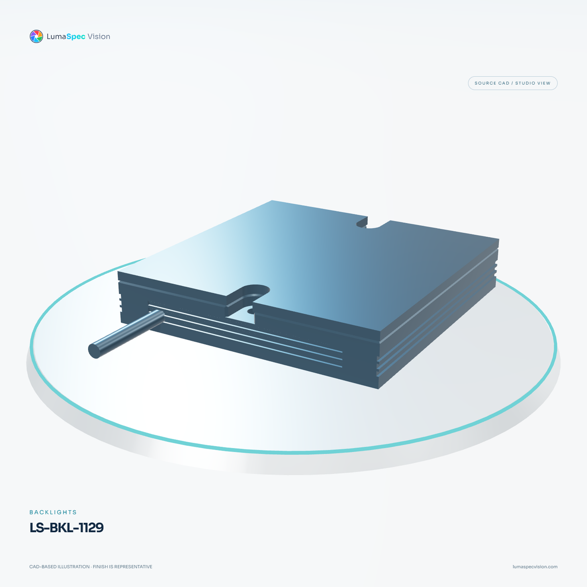 LS-BKL-1129 — Backlights, 3D view 3. CAD-based illustration; finish is representative.