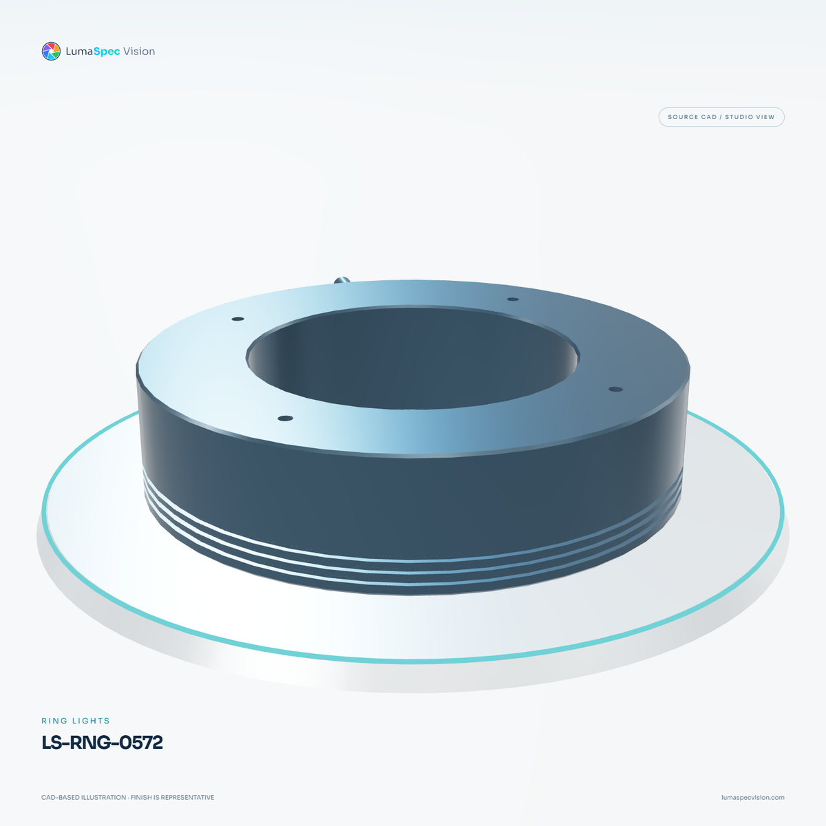LS-RNG-0572 — Ring lights, 3D view 3. CAD-based illustration; finish is representative.